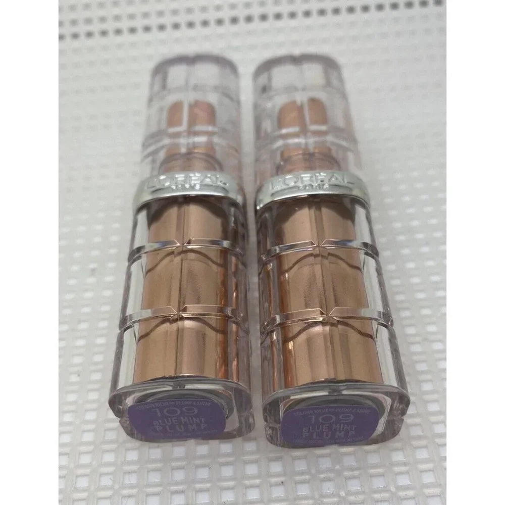 Lot of 2 - LOREAL COLOUR RICHE Plump & Shine Lipstick 109 Blue Mint Plump - Picture 5 of 6